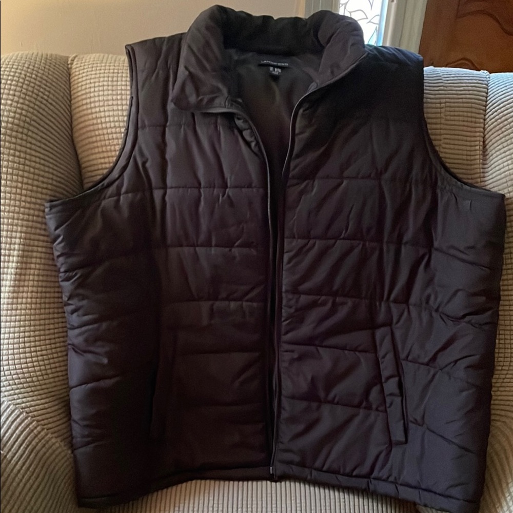 Lands' End Black Quilted Vest with Stand-Up Collar